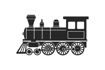 Steam locomotive train silhouette vector illustration isolated on white background