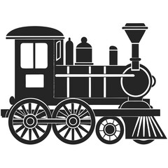 Steam locomotive train icon silhouette vector illustration isolated on white background
