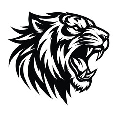  A silhouette icon illustration of a tiger's head 