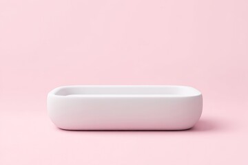 Empty Rectangular Dish on Pink Background