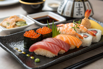 Various types of Japanese sushi