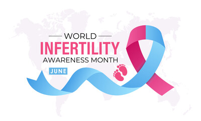 Fototapeta premium Template for a celebration of World Infertility Awareness Month is June. Its raising aware Stand with individuals, couples facing infertility struggles and reduce stigma. Realistic ribbon 