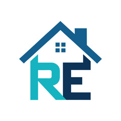 home icon on blue logo design 