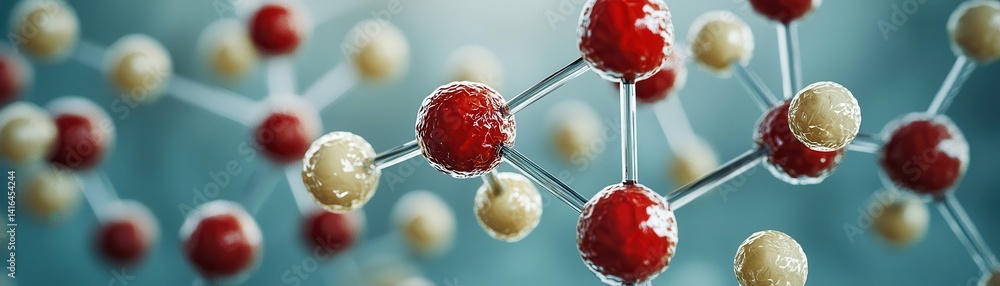 Poster detailed 3d molecular rendering of archaea converting carbon for microbial research and environmenta