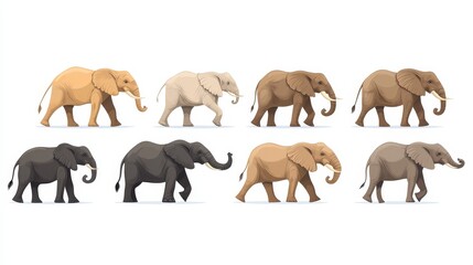 Pixelated elephants in varied hues showcasing diversity of african wildlife digital art evoking nostalgia for retro video games and pixel animation
