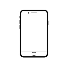 Line drawing illustration of a mobile phone isolated on white background