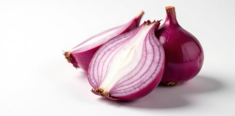 Vibrant red onion, crisp detail, pure white backdrop , isolated, plant