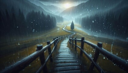 Fototapeta premium Rainy Refrain A repetitive soothing pattern of raindrops echoing