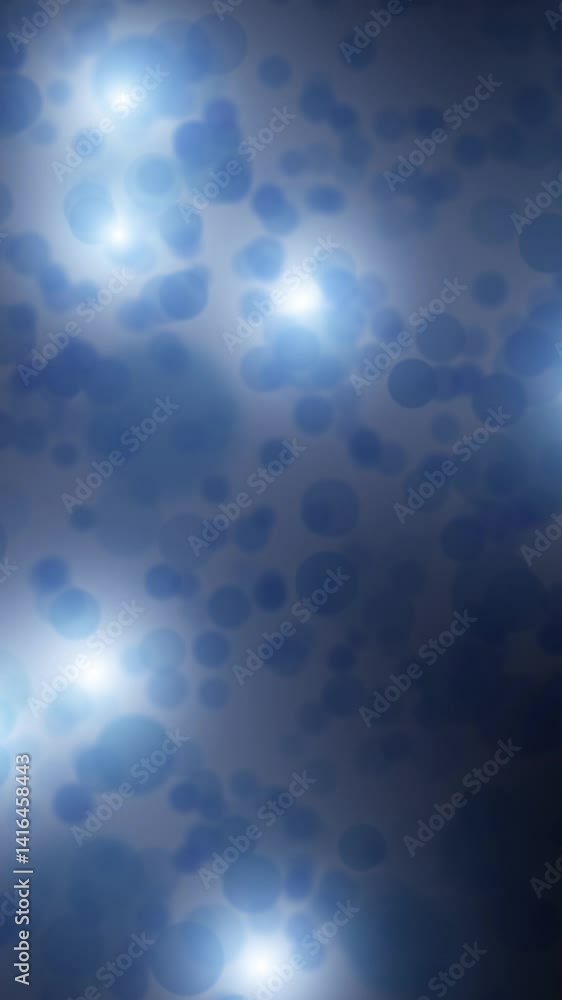 Poster loop dark blue glowing blurred circle bokeh with shadows vertical animation background.