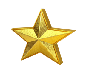 Shiny Golden Star Shape Isolated on Transparent Background,