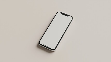 Modern smartphone on a neutral background.  A blank screen display highlights the sleek design