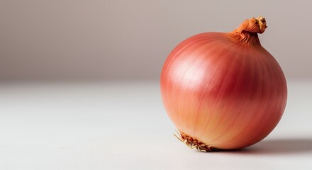 Single red onion on light background