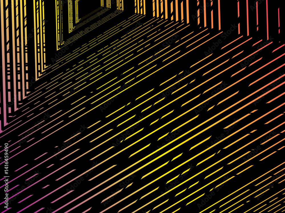 Fototapete colorful lines on black background. vector minimal line background with text for social media covers