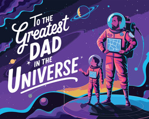 Best Dad in the Universe Gift Idea, Father's Day Card, Unique Dad Appreciation, Custom Starry Night Design, Heartfelt Dad Quote, Printable Greeting Card
