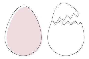 Easter eggs drawing clipart set. Happy easter egg flat clip art collection in colorful and multicolored paint art for traditional hunting celebration. Vector illustration flat oval shape elements.
