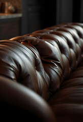 Obraz premium close up of a brown leather couch