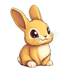Rabbit, bunny, cute Clip-art cartoon character, flat vector on transparent background. Design for Kids