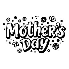 Bold, playful Mother's Day lettering.  Hand-drawn style with decorative elements.  Suitable for advertising, greeting cards, or social media.