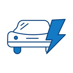 Eco Car Blue Icon. Solar Energy, Solar Panel, Green Energy, Sun Energy, Solar Battery, Energy Saving, Solar House, Ecology, Electricity, Renewable Energies Editable Stroke Vector Illustration