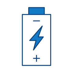 Battery Blue Icon. Solar Energy, Solar Panel, Green Energy, Sun Energy, Solar Battery, Energy Saving, Solar House, Ecology, Electricity, Renewable Energies Editable Stroke Vector Illustration