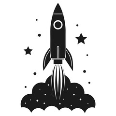 Space rocket ship silhouette vector illustration isolated on white background