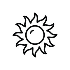 Black line icon for sun