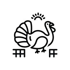 Black line icon for turkey farm