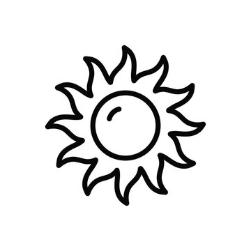 Black line icon for sun