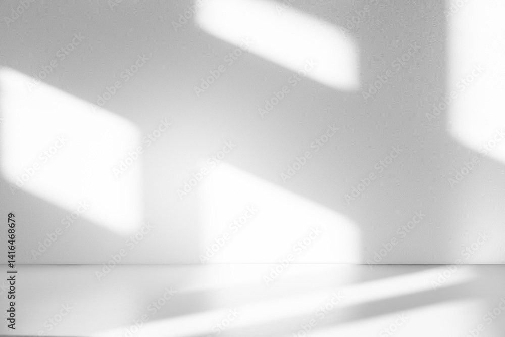 Aufkleber Wall interior background, studio and backdrops show products.with shadow from window color white and grey. background for text insertion and presentation product	
