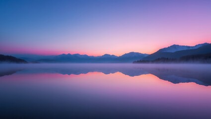 Mountain Lake Reflection at Dusk