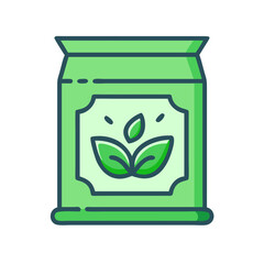 Eco-friendly package with leaves, green icon