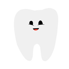 Vector illustration of cute cartoon tooth character.