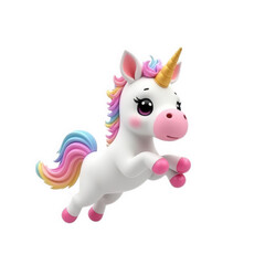 Cartoon unicorn on black isolated over png transparent background