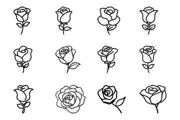 Set of rose flower,flower icon vector icon illustration on white background .