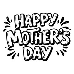 Bold, hand-drawn "Happy Mother's Day" lettering.  Fun, playful style.  Suitable for greeting cards, social media posts, and advertising.