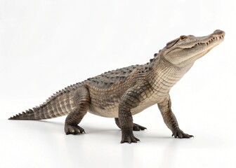 Naklejka premium Young American Alligator Walking on White Background Reptile Wildlife Photography
