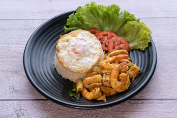 Stir Fried Shrimp and Squid with Chili Paste Spicy and sweet