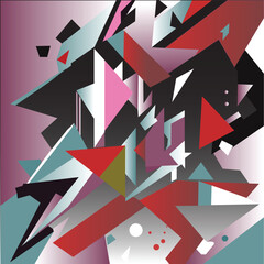 Vector background of geometric patterns of various shapes and harmonious colors