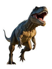 Fototapeta premium Powerful Tyrannosaurus Rex roaring prehistoric predator dramatic pose on transparent background