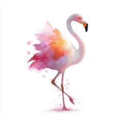 Elegant Watercolor Flamingo with Graceful Posture and Soft Colors