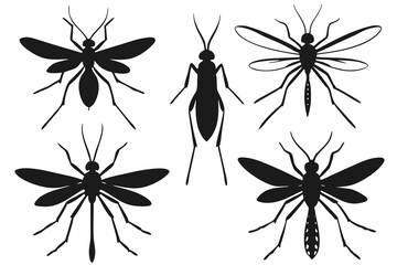 set of Mosquito vector silhouette illustration isolated on white background