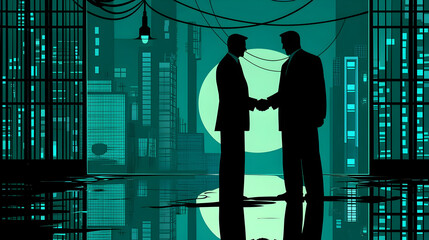 shaking hands with a client in a sleek corporate environment symbolizing partnership and trust 