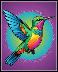 Obraz premium Hummingbird. Oil paint. Printable pattern for wall decorations, covers, wallpapers