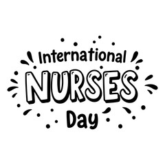 Bold, playful graphic for International Nurses Day, perfect for social media posts, advertisements, or educational materials.  Use of stylized lettering and celebratory design elements.