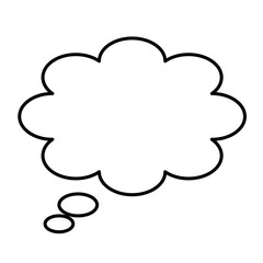 モコモコ考える　シンプルフキダシ　ホワイト