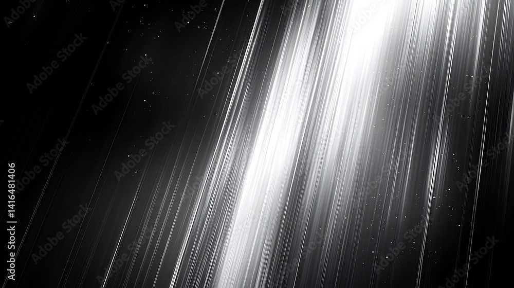 Poster a black and white gradient background with vertical noise lines