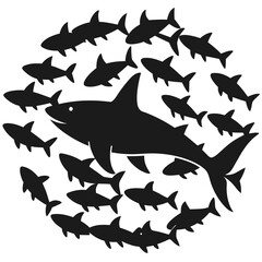 Big Shark vector silhouette illustration isolated on white background