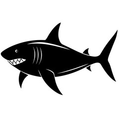 Big Shark vector silhouette illustration isolated on white background