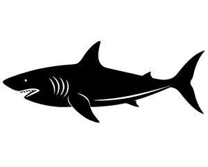 Big Shark vector silhouette illustration isolated on white background