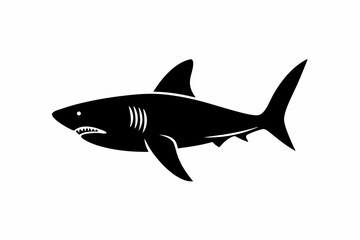 Big Shark vector silhouette illustration isolated on white background